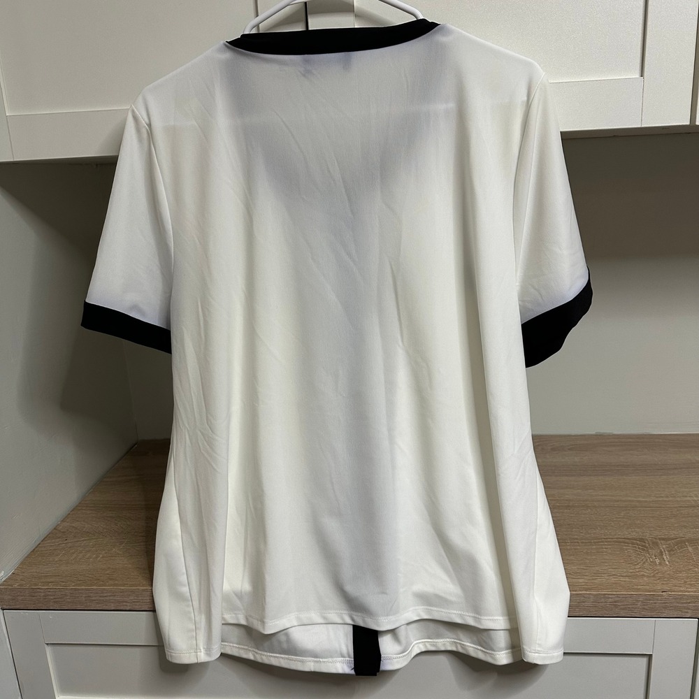 Karl Lagerfeld Paris Blouse Women's XL Black White‎ Button Embellished Old Money - Picture 2 of 11